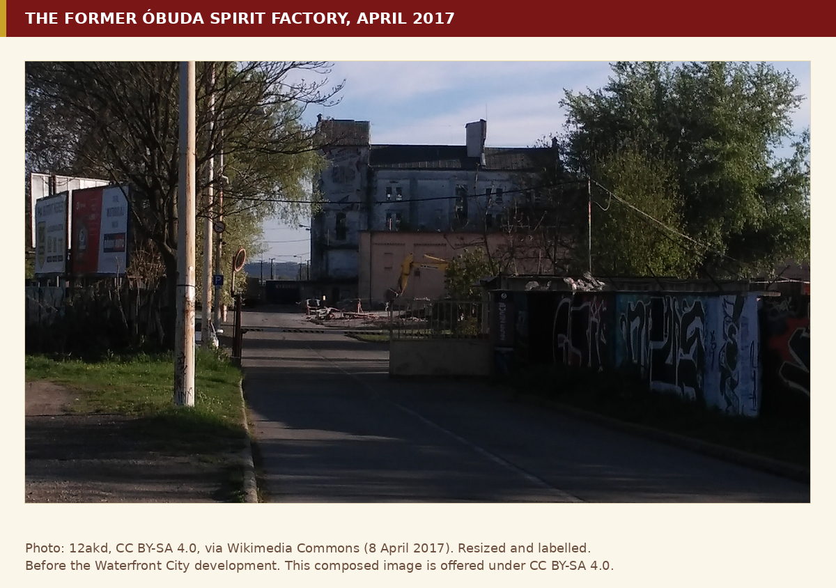 The former Óbuda Spirit Factory seen from Bogdáni út in April 2017