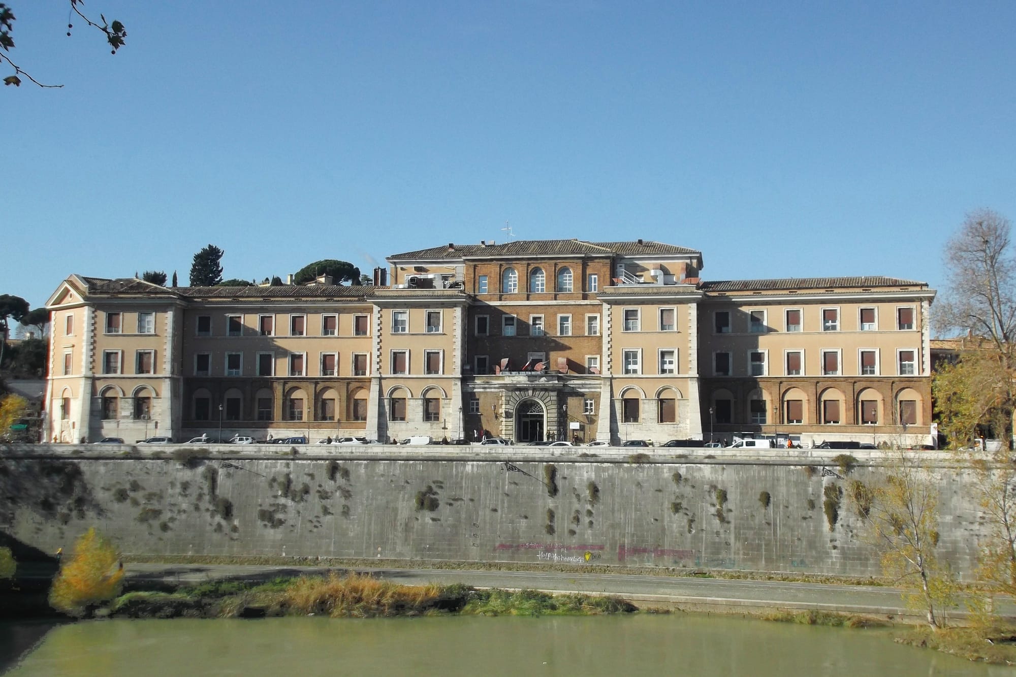 The Lungotevere in Sassia embankment road and the Santo Spirito in Sassia hospital, Rome
