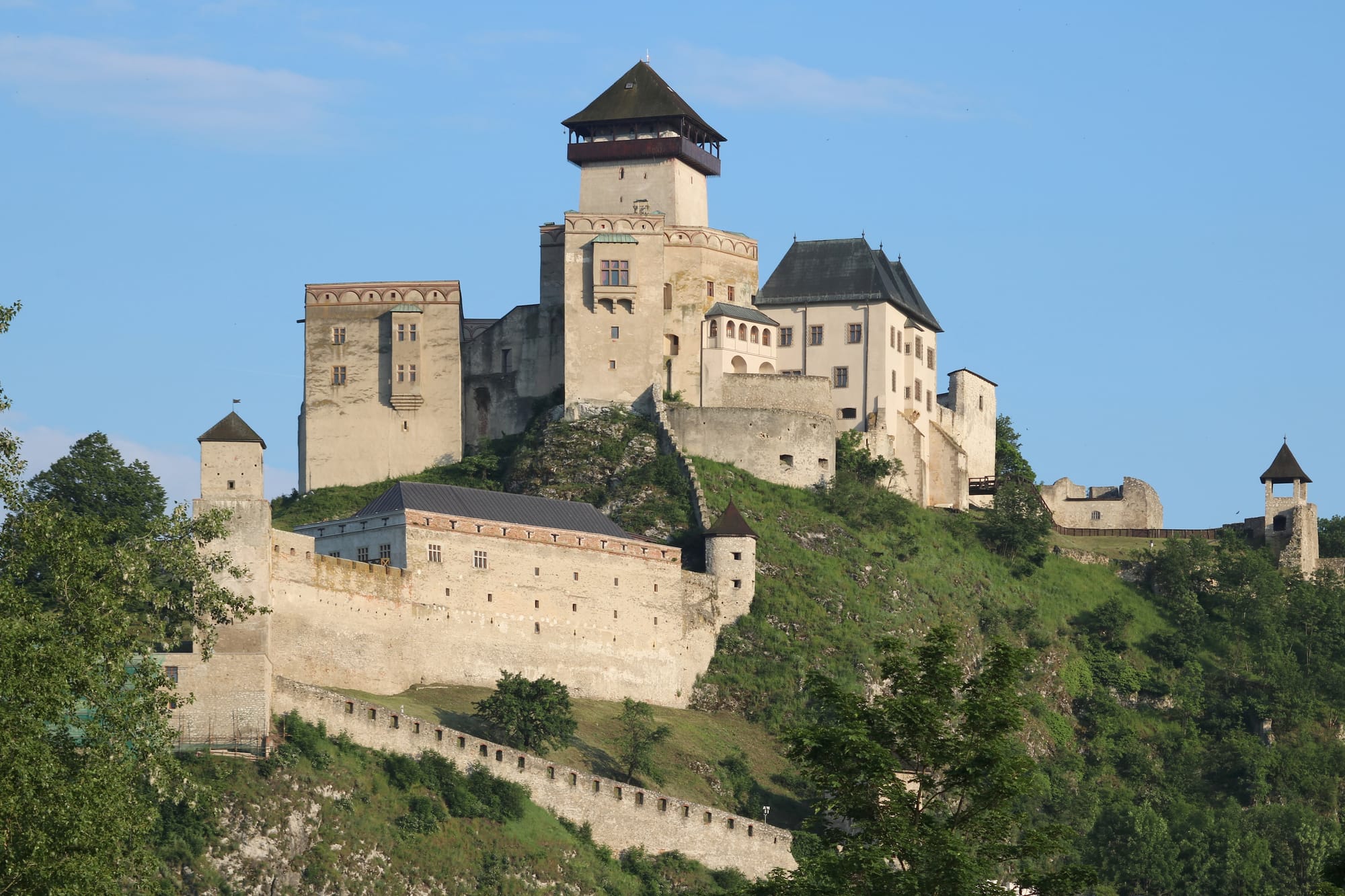 Trenčín Castle standing on its rock above the town, western Slovakia