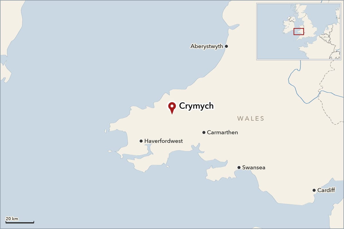 Map showing where Crymych is