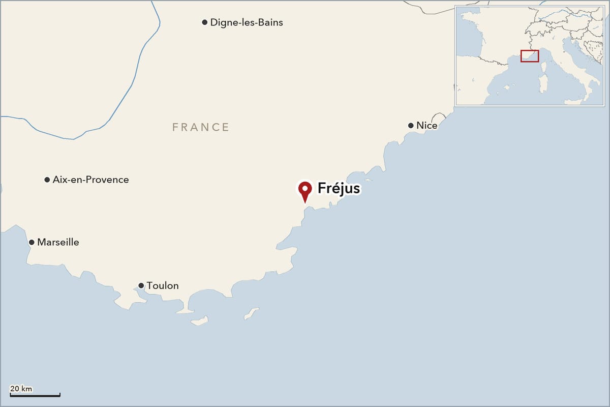 Map showing where Fréjus is