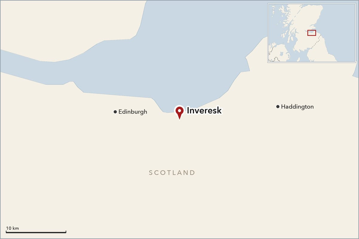 Map showing where Inveresk is