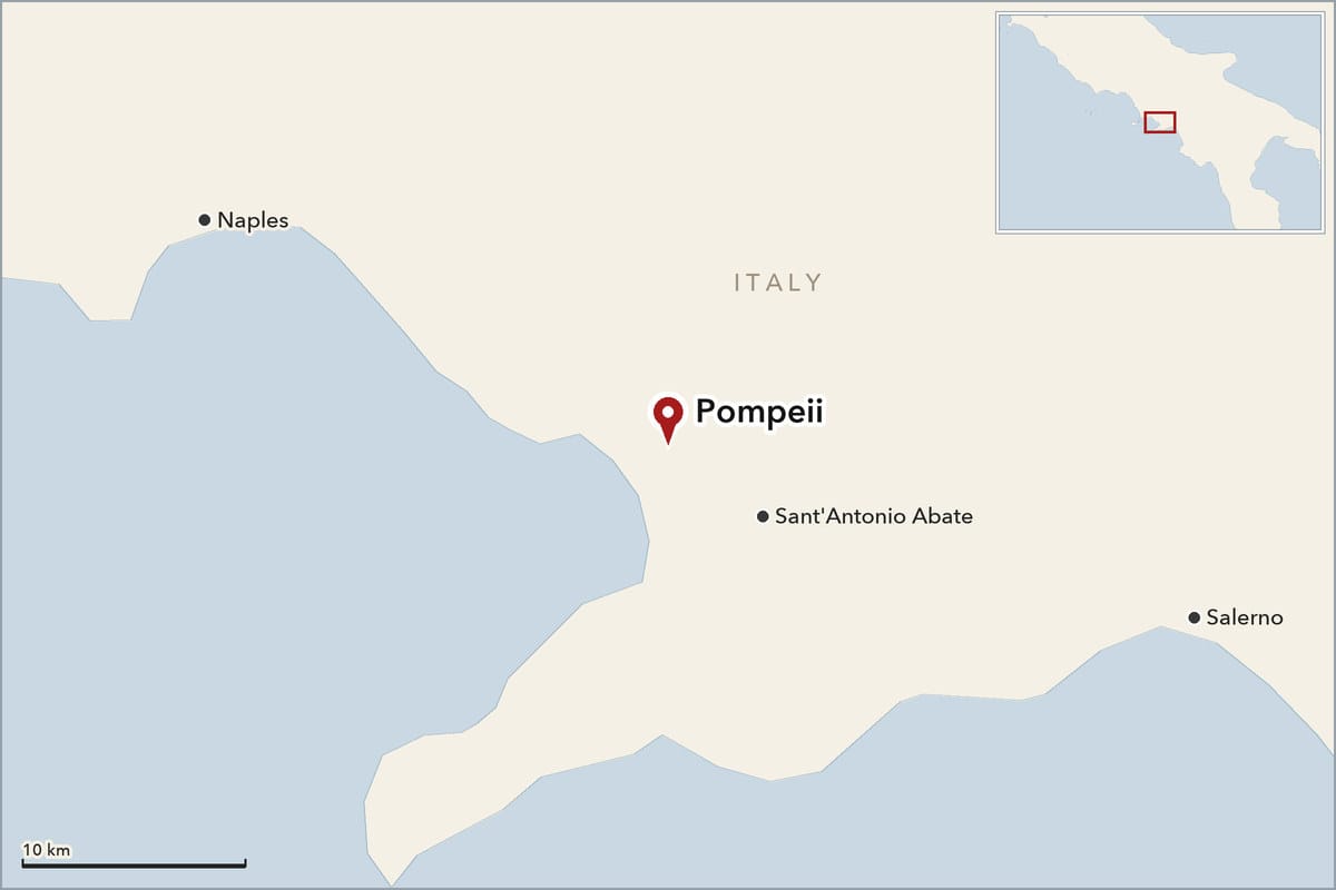 Map showing where Pompeii is