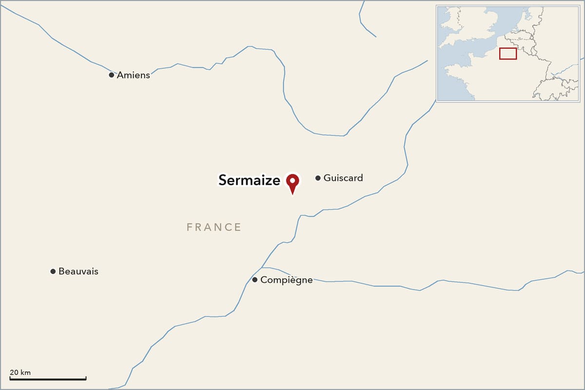 Map showing where Sermaize is