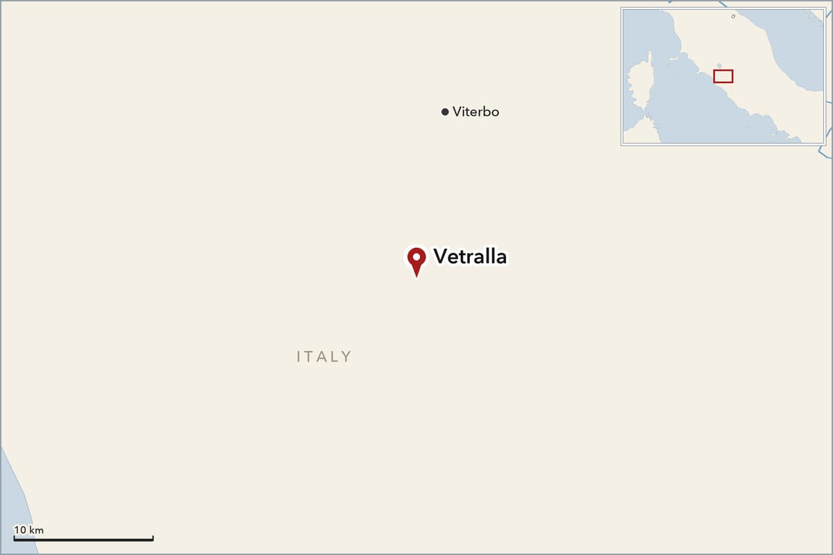 Map showing where Vetralla is