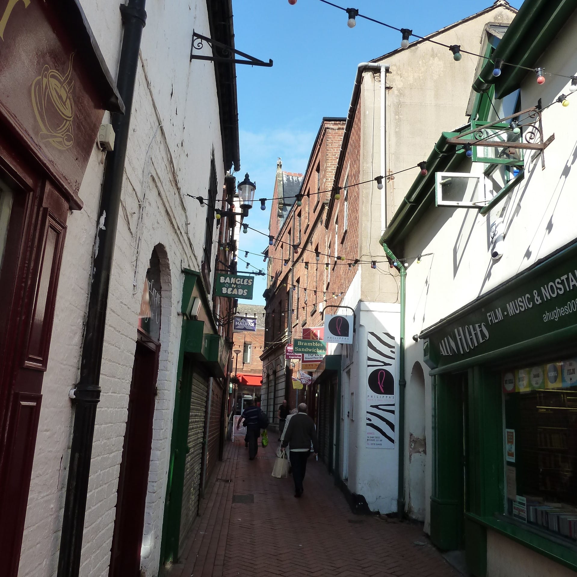 The town of Wrexham, North Wales, showing its streets and buildings