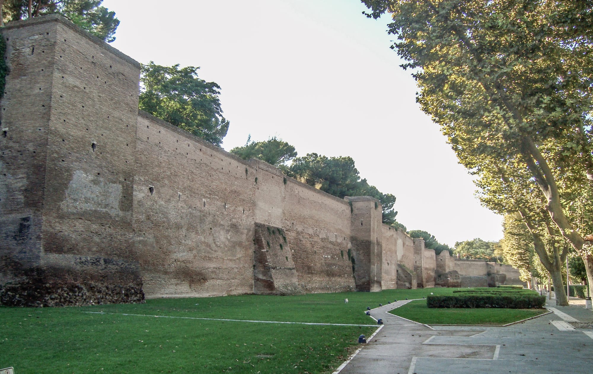 The Aurelian Walls at Porta Metronia, Rome (restructured in 2010), photographed 15 August 2010